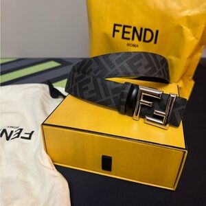 Fendi Belt Black Ff Rounded